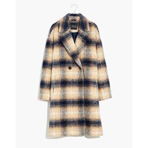 NWT Madewell Courton Cocoon Coat in Warm Hickory Brushed Plaid Oversized XL